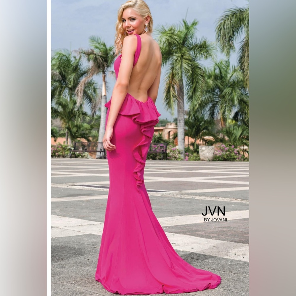 Jovani pink backless gown
